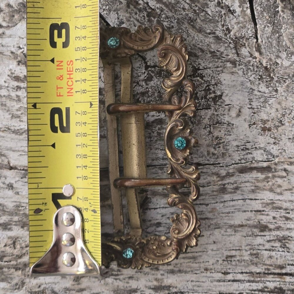 Antique Fishel Nessler Sash Buckle Art Nouveau Brass Jeweled Victorian Edwardian - Picture 11 of 12